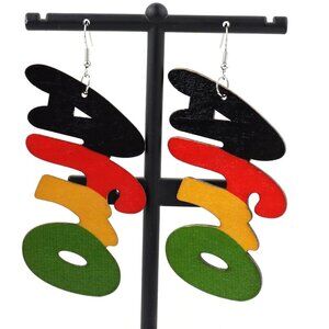 A.F.R.O. Word Earrings / Red, Black, Yellow & Green Earrings